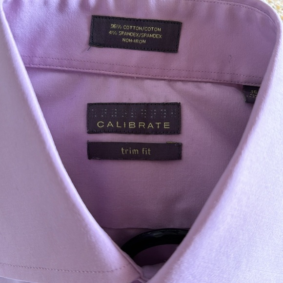 CALIBRATE MENS LIGHT LAVENDER SPREAD COLLAR DRESS SHIRT SIZE 15 1/2 - Picture 3 of 5